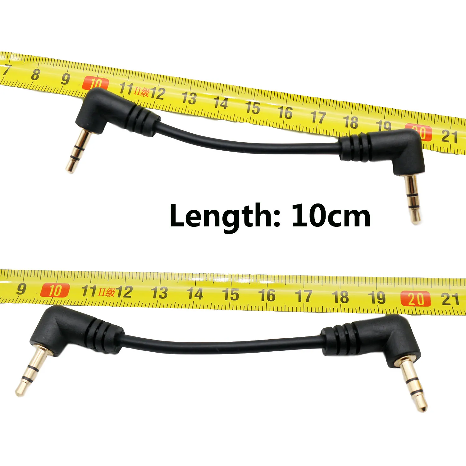 Short 10cm Gold Plated 90 Degree 3.5mm Male Right Angle to Male Right Angled Audio Stereo Jack Plug Car Aux Auxiliary 3-Pole TRS