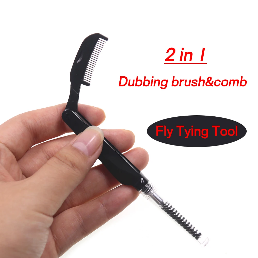 Bimoo Fly Tying Tools 2 In 1 Foldable Metal Comb And Nylon Dubbing Brush Teasing Out Feather Fiber Dubbed Legs Wings Bodies