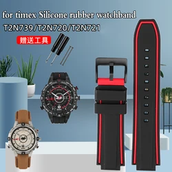 Waterproof  Rubber Strap 24*16mm For Timex T2N739/T2N720/T2N721 Series lug end with tools Screw pins Watch Accessories