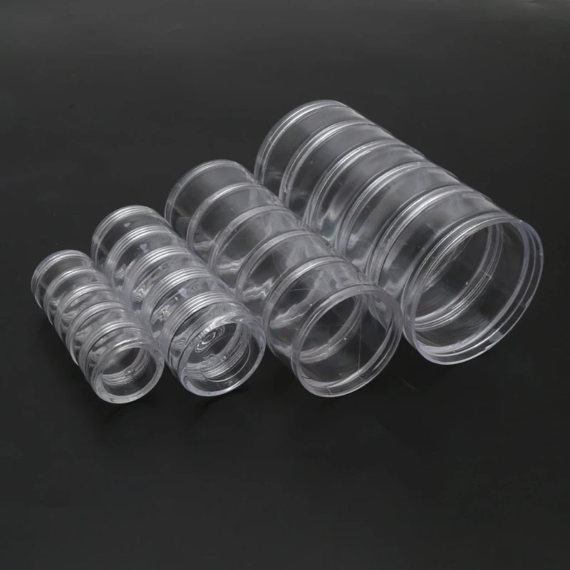 

1 Set 5 Layer Cylinder Stackable Bead Containers Plastic Round Clear Storage Jar Box for Beads Buttons Crafts Small Item