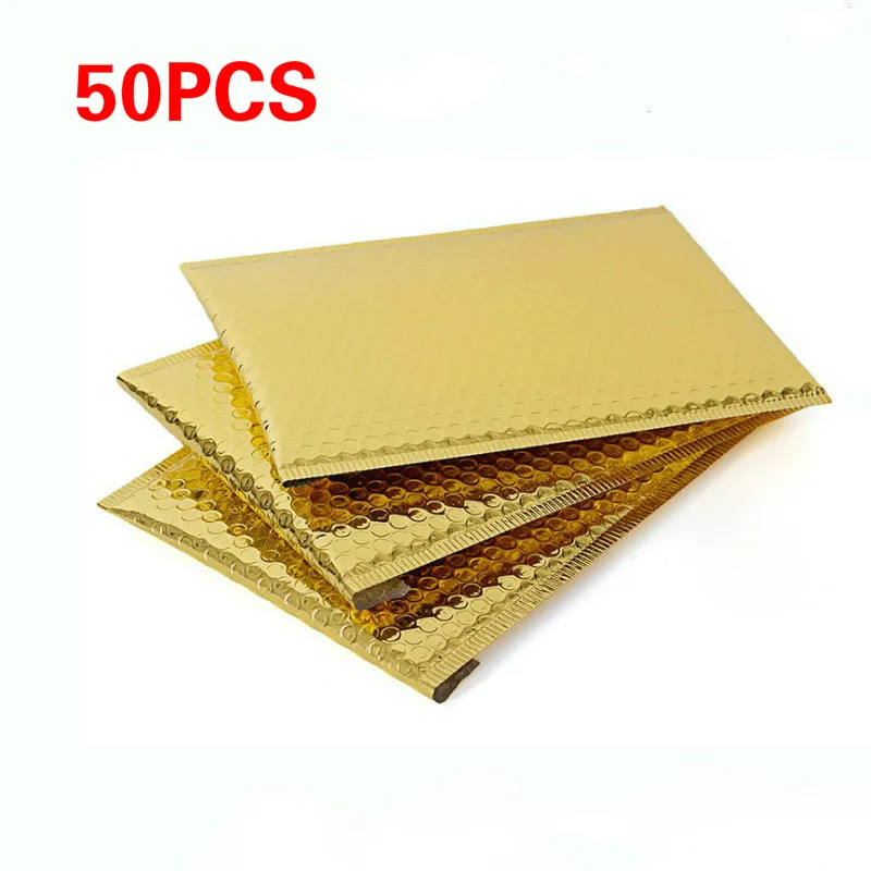 

23*29cm Packaging Shipping Bubble Mailers Gold Self Seal Padded Envelopes Bag Bubble Mailing Bags Gift Wrapping Storage 50pcs