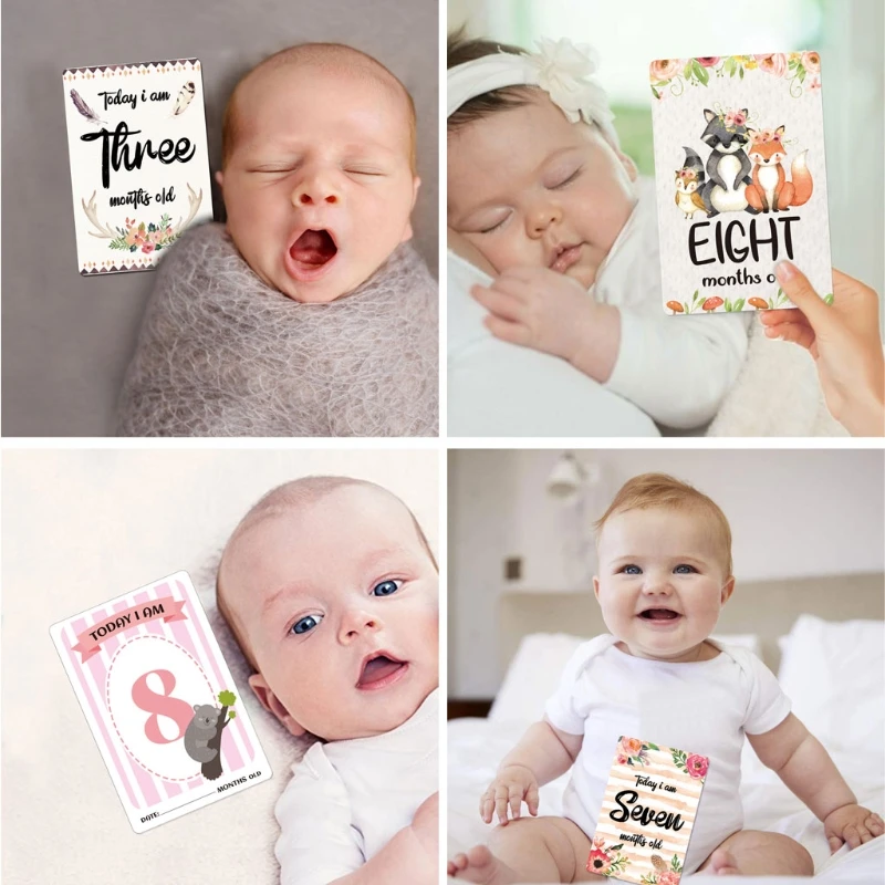 12pçs adesivos do mês, adesivos para o bebê, cartão comemorativo, adesivo para recém-nascido, acessórios adereços para fotos