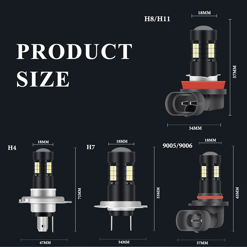 H8 h11-lâmpada led h4 h7 hb3 9005, 2 peças, faróis para neblina 3030, 21smd, lâmpadas diurnas, lâmpadas 12v