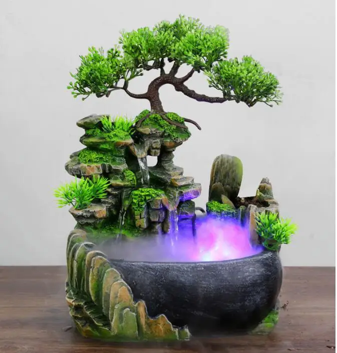 Modern Waterfall Desktop Fountain Landscape Home Practical Humidifier Beauty Scenery Living Room Home Decor Crafts