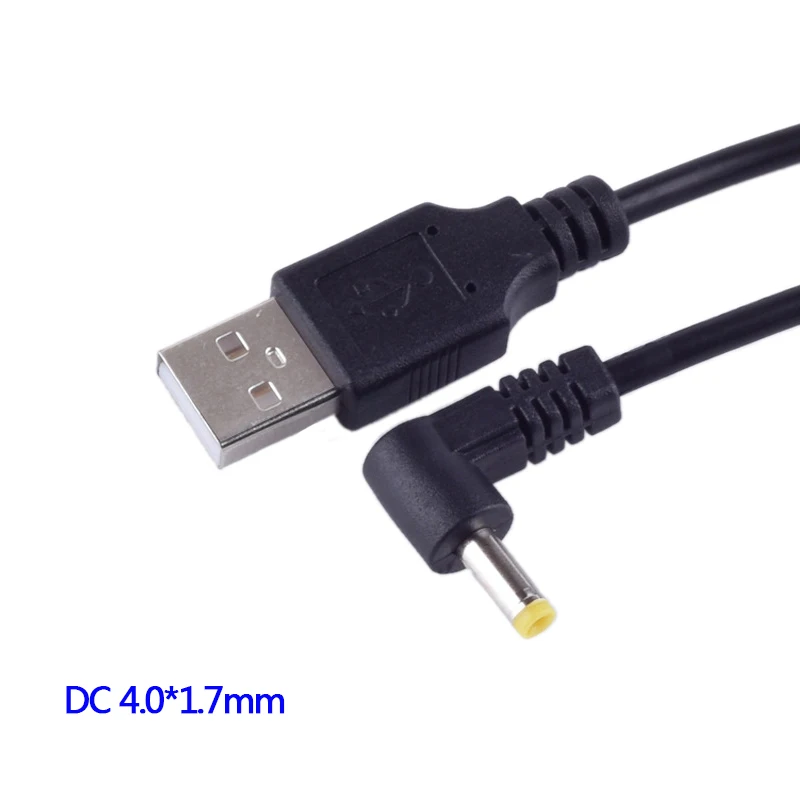 DC Power Plug USB Convert To 4.0*1.7mm/DC 4.0x1.7 White Black L Shape Right Angle Jack With Cord Connector Cable