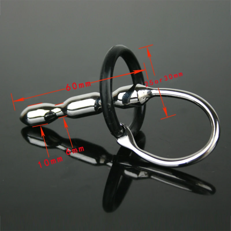 Metal Penis Plug Urethral Catheter With Silicone Penis Ring Urethra Dilator Horse Eye Stimulation Sounding Sex Toys For Men C600