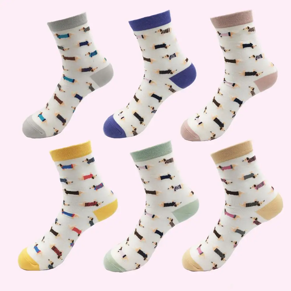 3 pairs Animal Women Socks Colorful Cute Sausage Dog Cotton Cartoon Couple lady Girl Spring Summer Socks Zoo