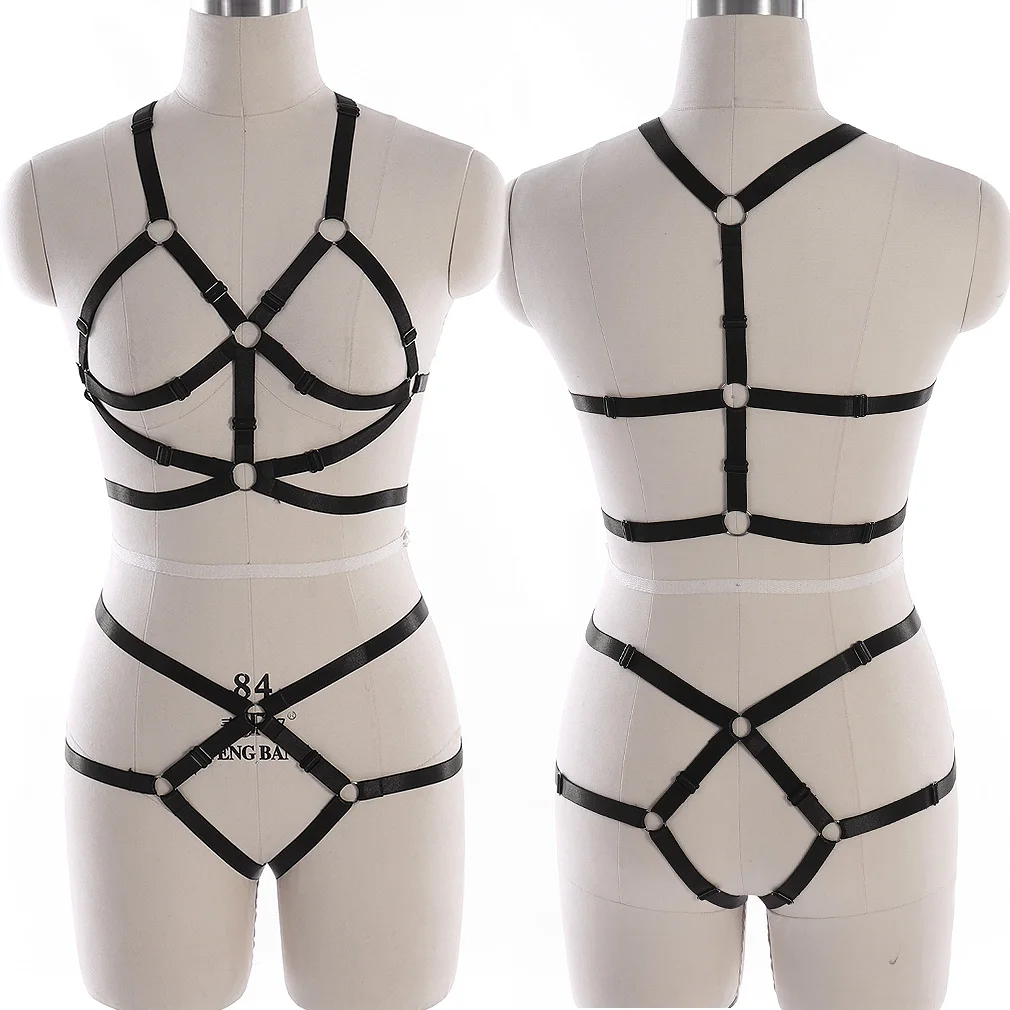 Club Wear Full Body Harness For Women Sexy Harness Cage Bra Fetish Stockings Bondage Erotic Lingerie Harness Suspenders Belt