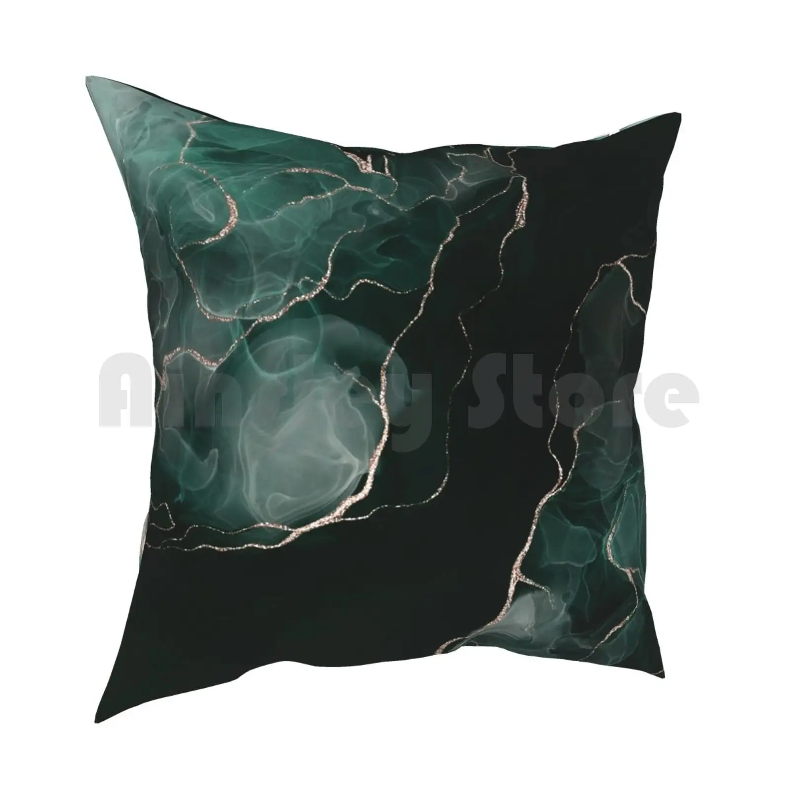 Emerald Green Abstract Art Pillow Case Printed Home Soft DIY Pillow cover Marbling Modern Crystal Gem Ink Geode Oil Smooth