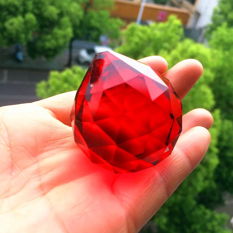 

10pcs Red Color 40mm Crystal Faceted Balls Glass Feng Shui Spheres Chandelier Parts Wedding Party And Event Supplies Home Decor