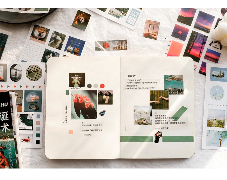 Washi Paper PET + Bond Magazine Material Stickers World Miniature Series of Creative Hand-book Decoration Stickers 10 Types