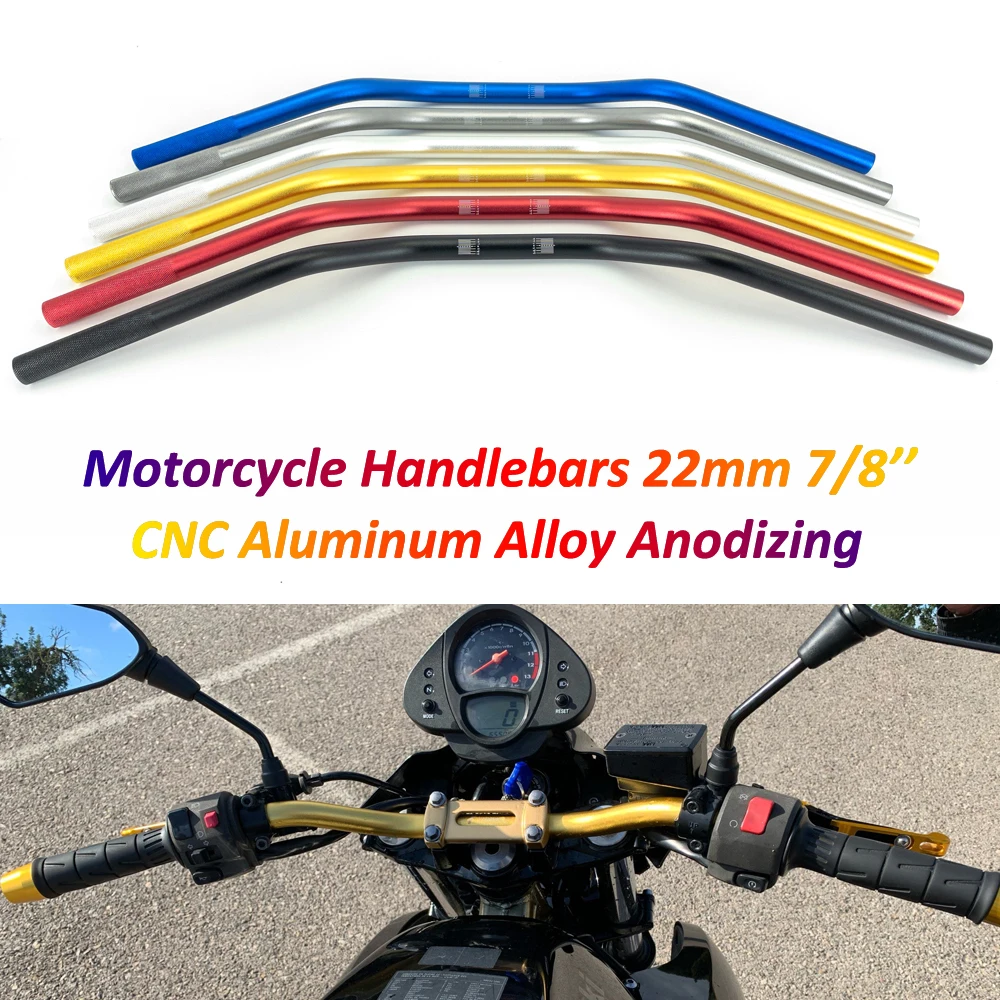 Motorcycle Handlebar 22mm Aluminum Anodizing Handle Bars for Kawasaki Z800 Z900 FZ1 FZ6 XJ6 NC750X CB500X Cafe Racer Scrambler