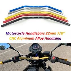 Manillar de aluminio anodizado para motocicleta, manillar de 22mm para Kawasaki Z800, Z900, FZ1, FZ6, XJ6, NC750X, CB500X, Cafe Racer Scrambler