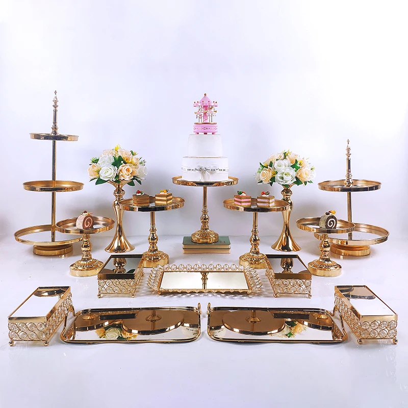 6-16 PC European Style Crystal Metal Cupcake Wedding Cake Stand Rack Set Holiday Party DisplayTray