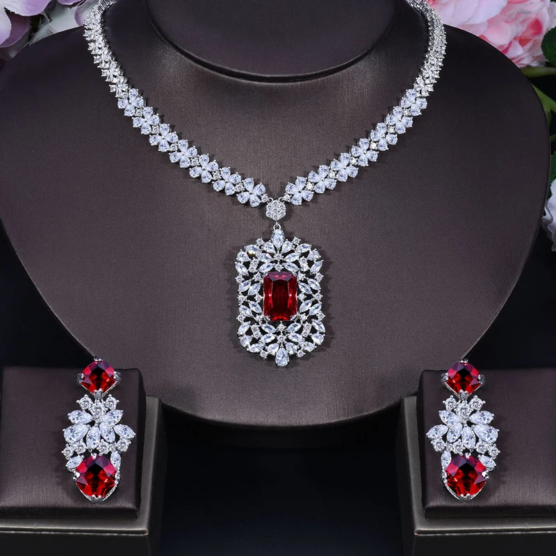 ANGELCZ Brilliant Yellow Cubic Zircon Stone Big Wedding  Jewelry Long Pendant Drop Earrings Necklace Set Bridal Accessories J196