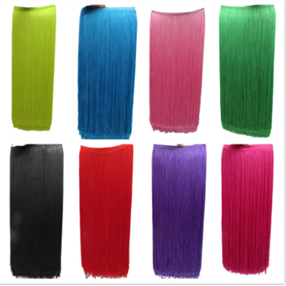 100cm long Fringe Tassel Polyester Chainette Fringes Latin Dress Macrame Lace 1 Yds Samba DanceWear Trimming Trims