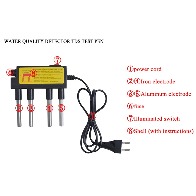 1x Elektrolyser Waterkwaliteit Testtool Waterzuiveraar Testinstrument Water Elektrolyser