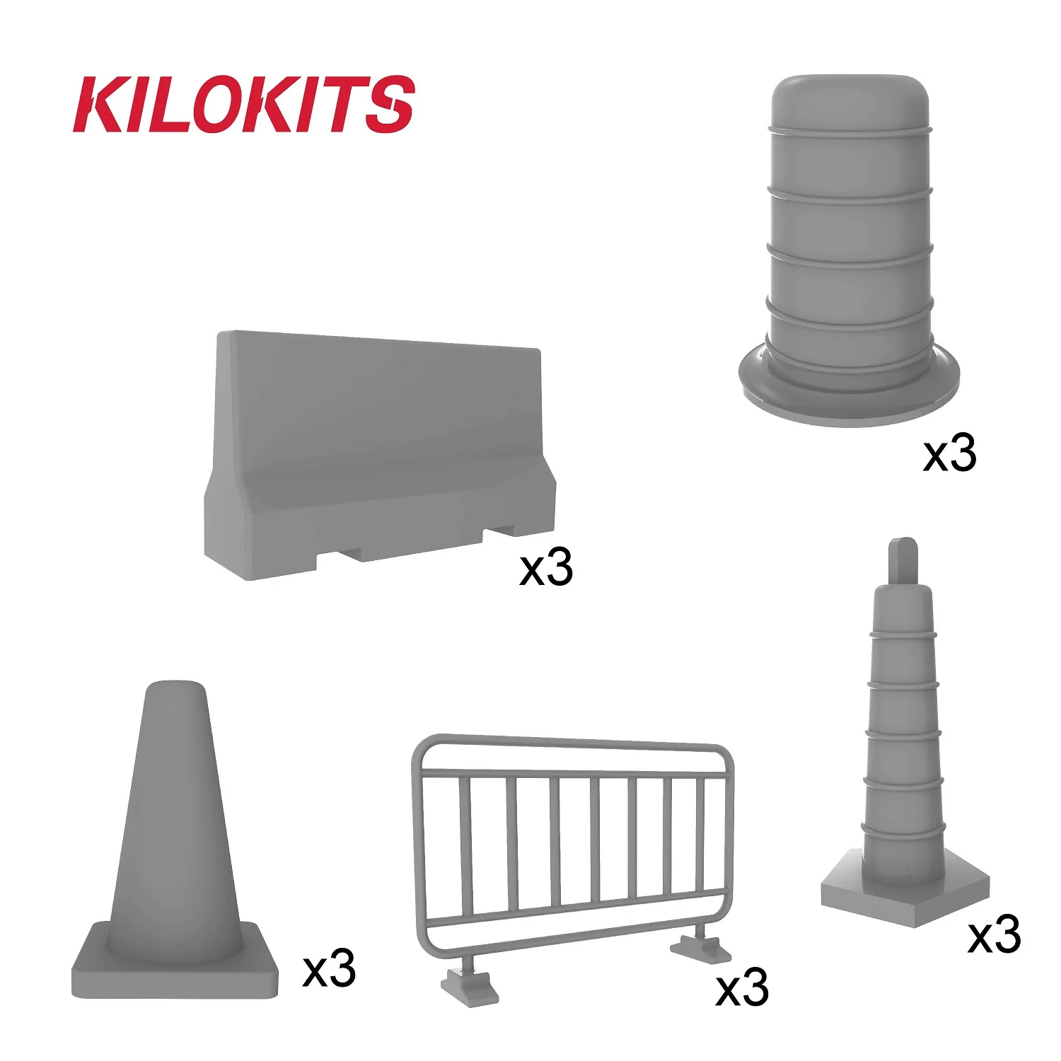 1/35 3 sets 15pcs Plastic Traffic Cones and Barriers Road Military Diorama Building Kits Miniature Accessories