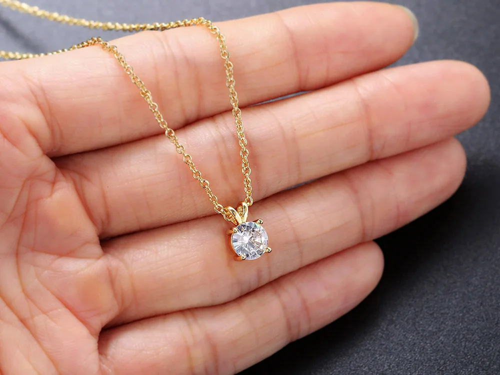 Runde Kristall-Anhänger-Halskette für Damen, Modische Hochzeits-Schlüsselbeinkette, Hochzeitsschmuck-Accessoires, Geschenk, Dropshipping N462 – Detail 3