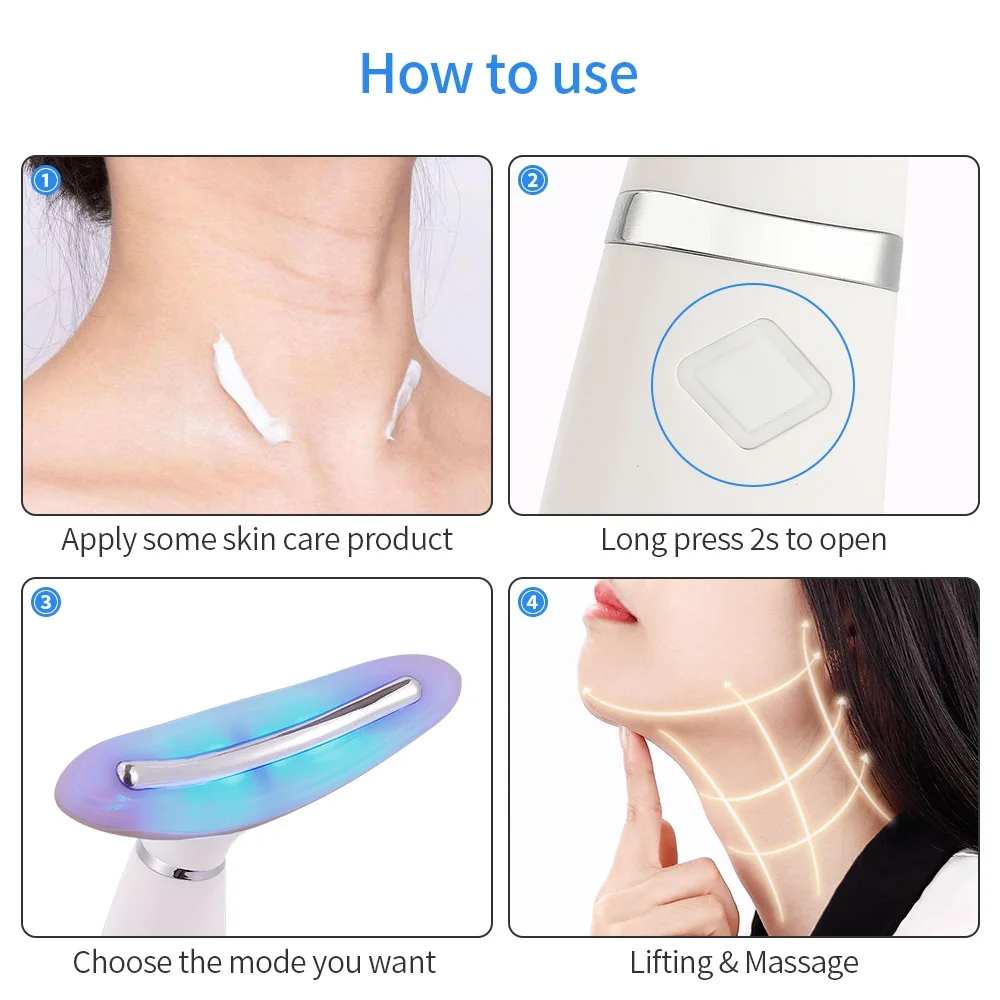 Neck Face Massagers Anti Wrinkle Lifting 3 Colors Led Photon Therapy Skin Tighten Reduce Double Chin Beauty Device Skin Care