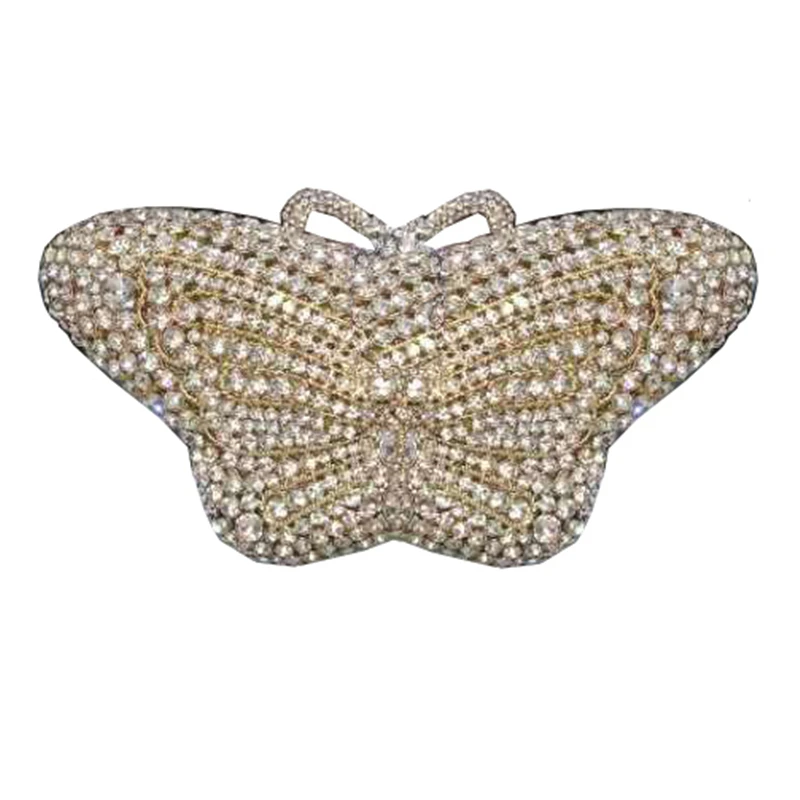 The latest design butterfly shape single shoulder latest crystal diamond chain dinner bag rhinestone wedding party dinner bag