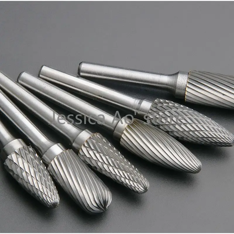 HRC70 6x12mm testa di macinazione elettrica carburo di tungsteno accessori per smerigliatrice di File rotanti frese per intaglio del legno