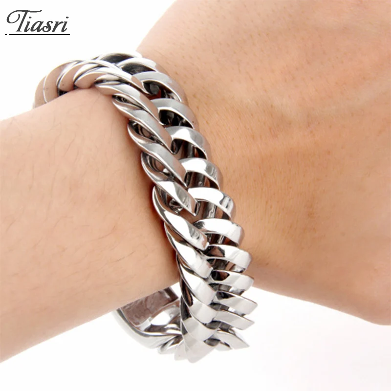 Tiasri No Rust Cuban Link Chain Heavy Man Bracelet 316L High Quality Stainless Steel Jewelry Steampunk Style Male Accessories