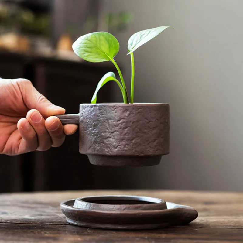Creative Hydroponic Flower Pot Vase Bergamot Green Plant Pot Bonsai Container Ceramic Crafts Home Garden Decoration