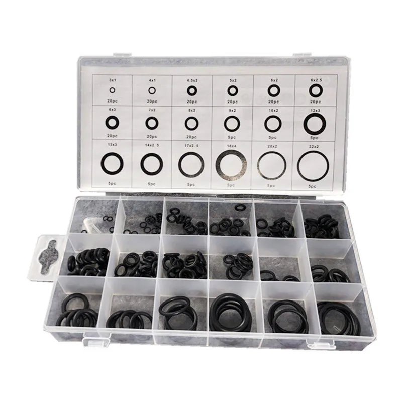 

225Pcs Rubber O Ring O-Ring Washer Seals Watertightness Assortment Different Size with Plactic Box Kit Set