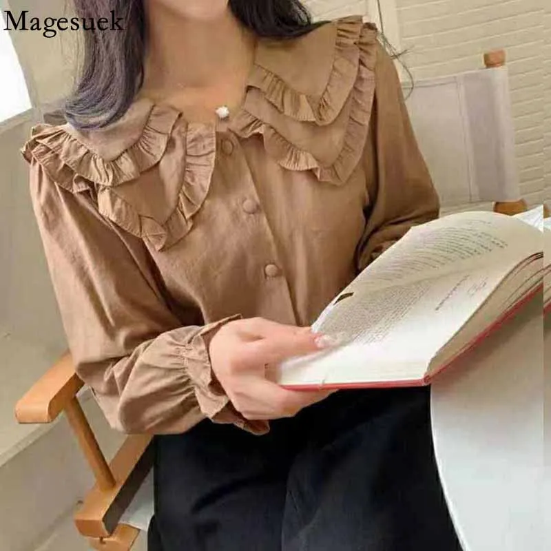 

Casual Loose White Blouse for Women Korean Fashion Double-layer Big Lapel Women's Shirt Elegant Woman Top Vintage Shirt 16922