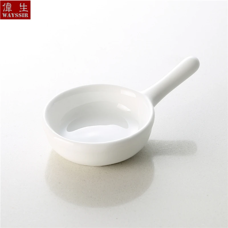 طبق بورسلين أبيض للمطعم، طبق على شكل مقلاة للوجبات الخفيفة، صلصة البوفيه، كعكة، طبق سيراميك، أدوات مائدة واسابي، 6 قطع #3