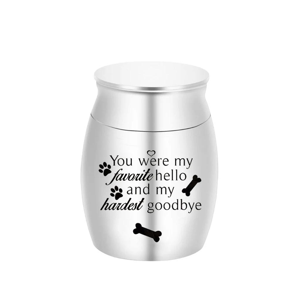 Cremation urn for pet ashes mini urn to commemorate the beloved pet dog paw print ashes jar-You were my favorite...