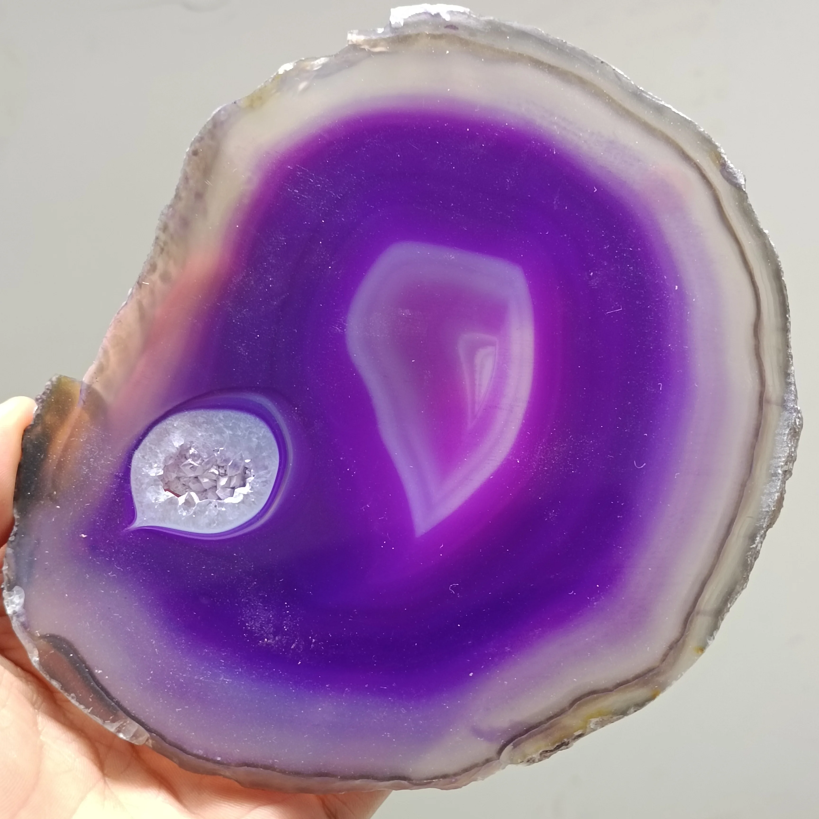 12-15cm 1pc Natural purple Agate Slices Geode Stones Irregular Shape Decor Crystals Collection