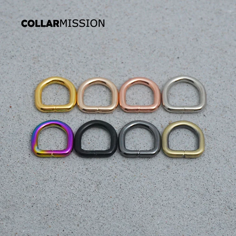 

100pcs/lot Metal Non-Welded Nickel Plated D Ring For Garment Luggage Backpack Cat Dog Collar-Strap DIY 10mm Accessory 8 Colours