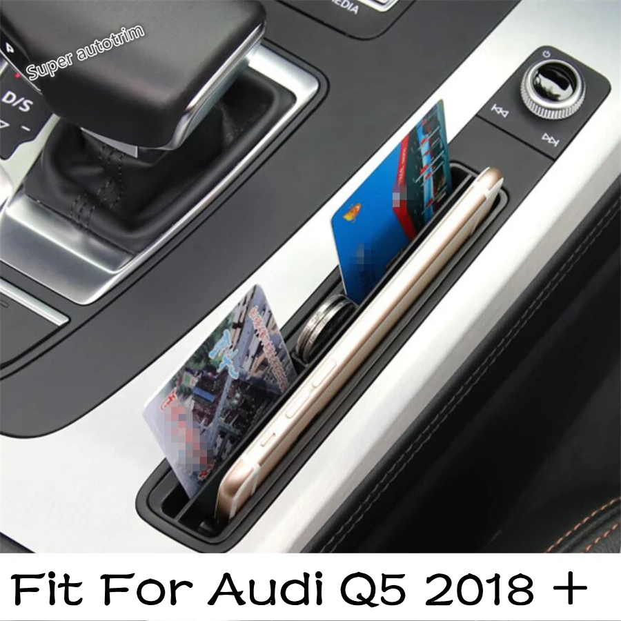 

Car Center Control Storage Box Card Container Organizer Holder Tray For Audi Q5 2018 - 2023 Black Plastic Interior Accessories