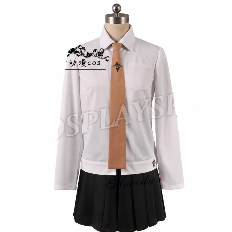 Cosplay Costume Set com Luvas para Mulheres, Peruca, Camisa, Gravata, Danganronpa, Kyoko, Kirigiri, Dia das Bruxas, Traje, Ri, Peruca, Jaqueta, Gravata