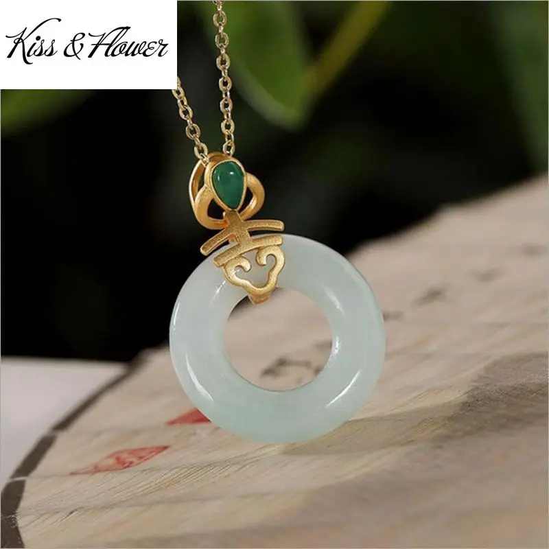 

KISS&FLOWER NK171 Fine Jewelry Wholesale Fashion Woman Girl Bride Mother Birthday Wedding Gift Round RUYI JI 24KT Gold Necklace