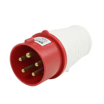 AC 380-415V 32A IP44 5P + E IEC309-1 Industrial Plug Conector Red White