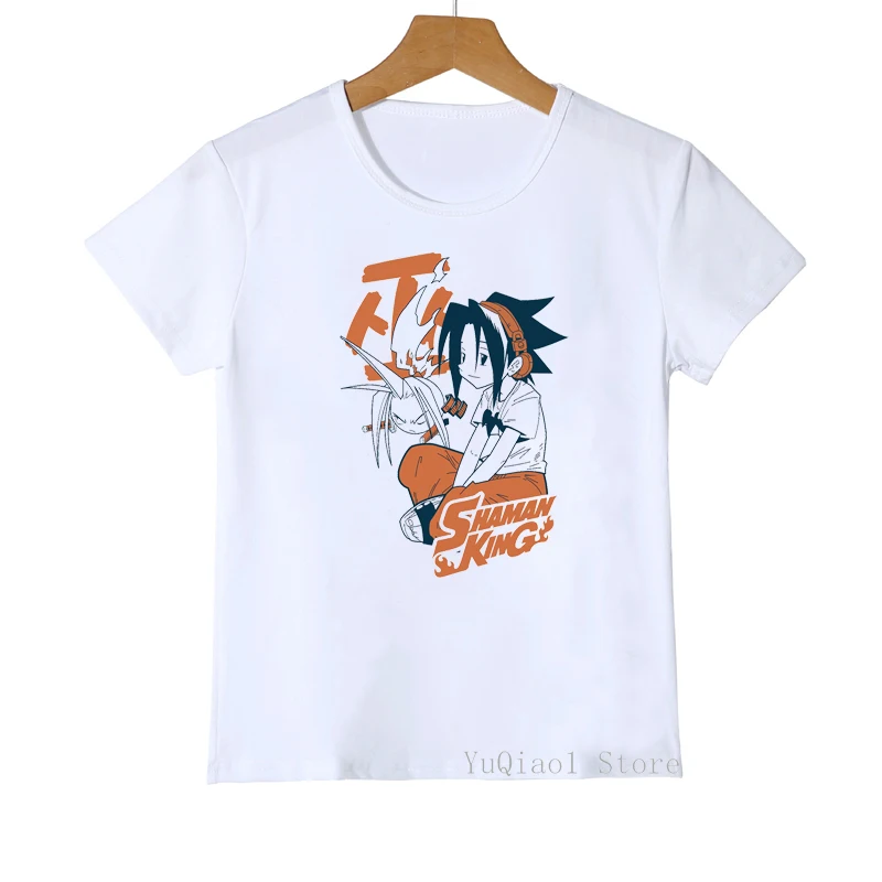 Детская одежда, лето 2021, футболка Shaman King, топы для маленьких мальчиков, детская одежда, повседневная белая футболка для мальчиков, подарок на день рождения, футболки