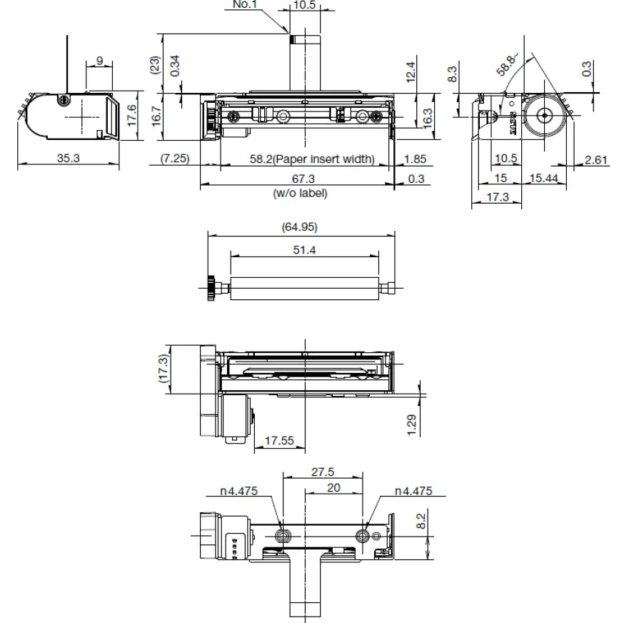 Thermal printer print head For ALPS printer core PTMBL1 print head 58mm thermal printer core thermal print head
