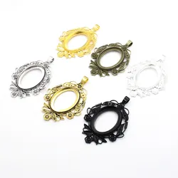Fit 30x40mm Oval Cabochons Vintage Glass Cameos Frame Settings Bezel Tray For DIY Necklace Making Accessory 57x80mm 5pcs K06289