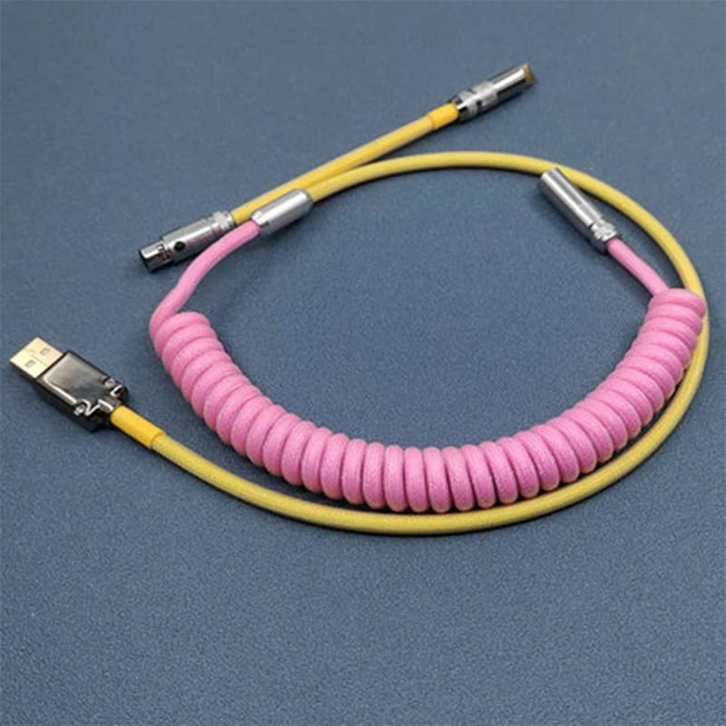 Conector Micro a USB para teclado mecánico, Cable en espiral desmontable, hecho a mano, personalizado, tipo C