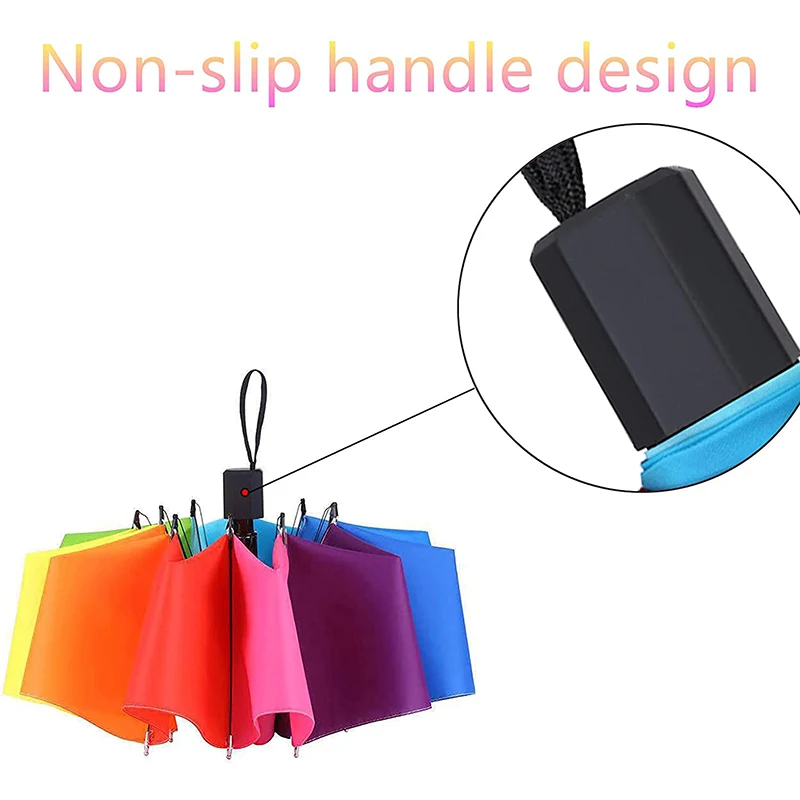 Rainbow Fold Umbrella Women and Men Non-automatic Umbrella Popular Creative Three Folding Adults Children Umbrella