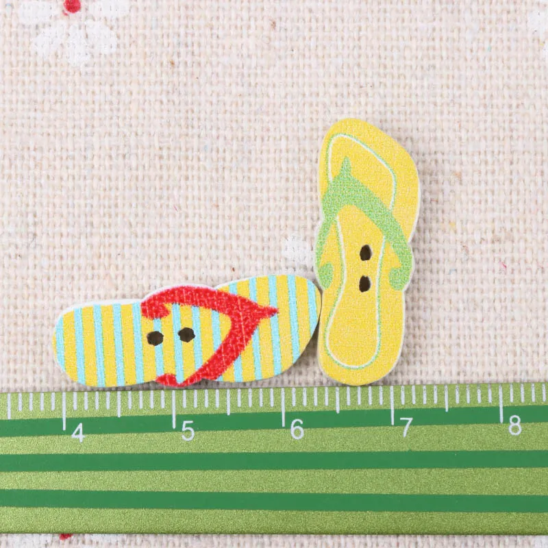 Mix Color Cartoon Slipper Wooden Buttons Botones Handmade Accessories Decoration Sewing Scrapbooking Crafts Diy 10x25mm 20pcs