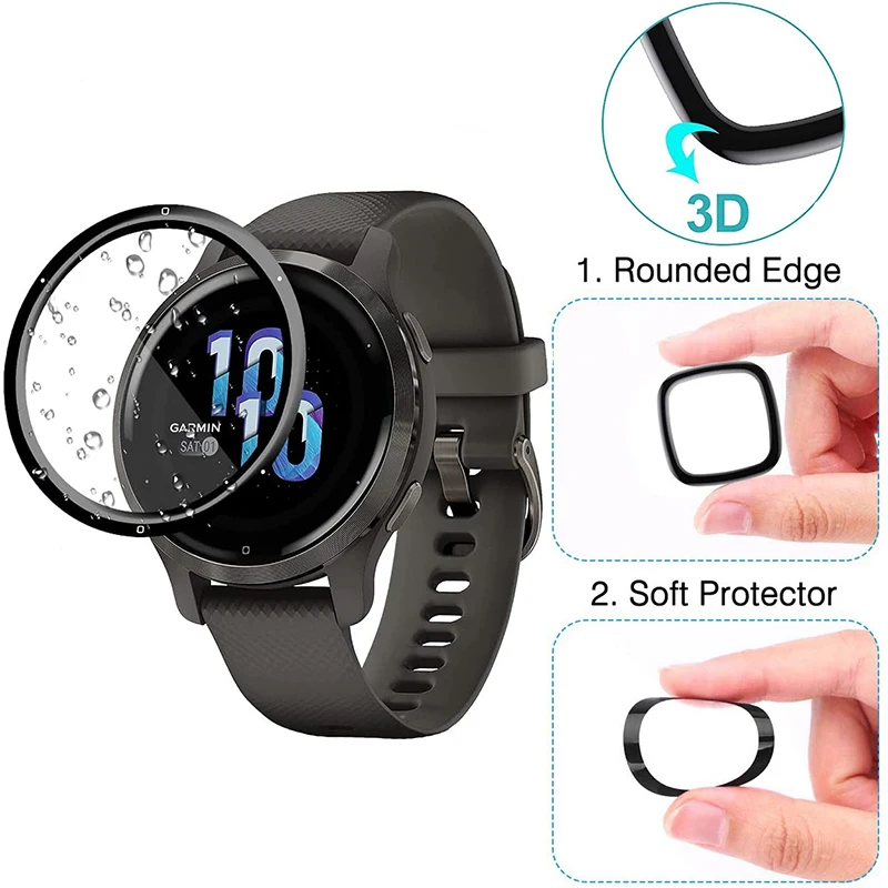 Screen Protective Film For Garmin Venu 2S Smartwatch 3D Curved Soft Edge Full Coverage Clear Scratch-Proof Protector Accessories
