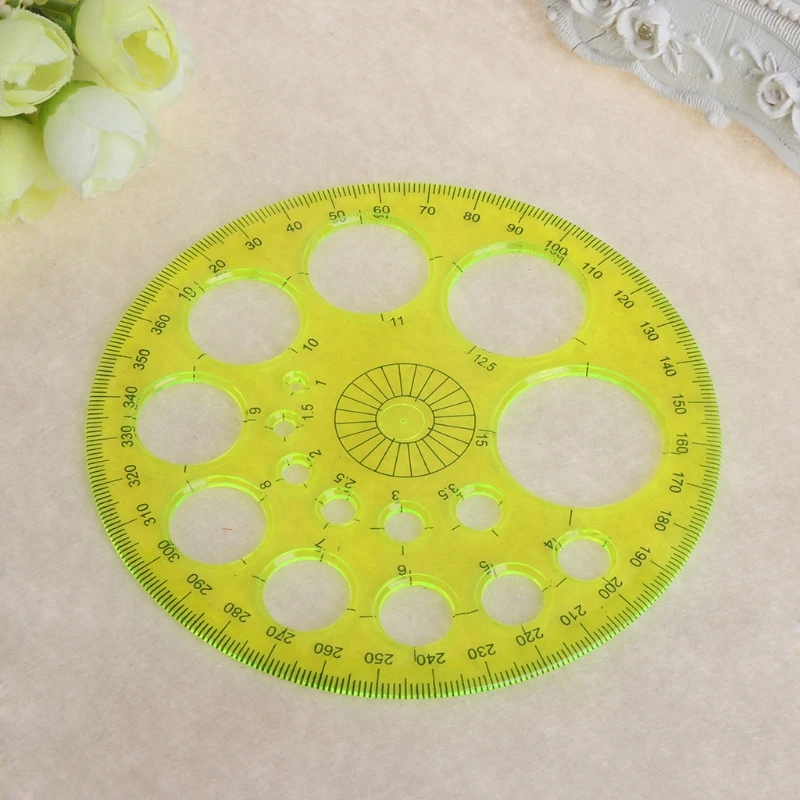 D5QC 360 Degree Protractor All Round Ruler Template Circle School Drafting Supplies