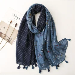 2021 Women Scarf flower print Hijab soft Shawls and Wraps Tessale Female Foulard Designer pashmina Bandana Headscarf