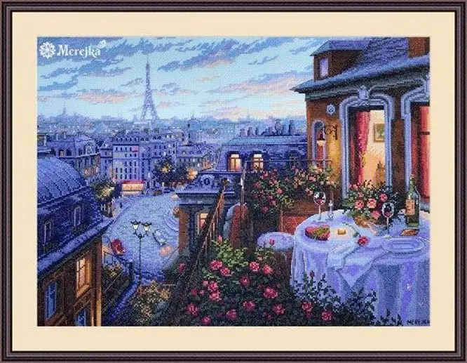 

k-188 deja vu night in Paris 58-44 Cross Stitch Ecological Cotton Thread Embroidery Home Decoration Hanging Painting Gift