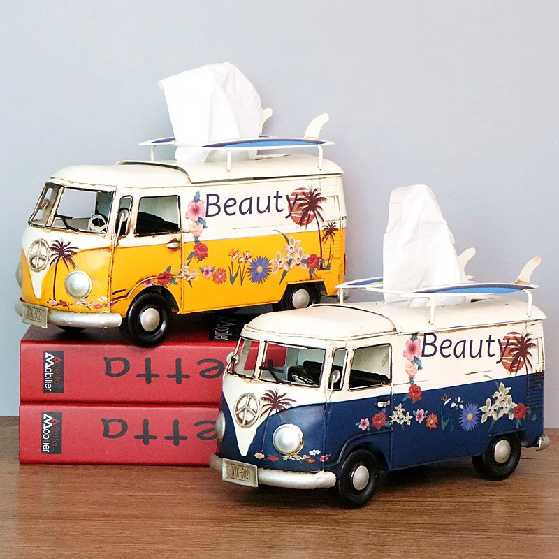 

American retro creative napkin drawer, tissue box, Car, van, bus, Bar Restaurant Hotel home living room decoration ornaments