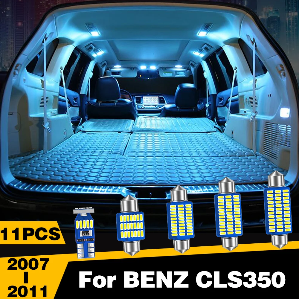 11pcs Car LED Reading Lights For Mercedes Benz CLS350 2007 2008 2009 2010 2011 Interior Dome Trunk Lamp Accessories